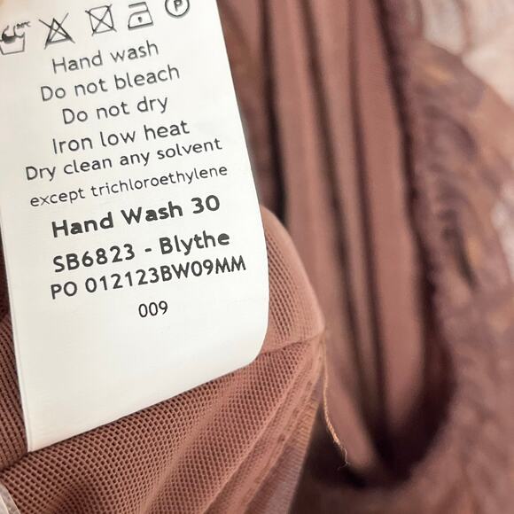 House Of Cb Womens Blythe Mesh Top Large Brown Ruched Cutout Cropped - Picture 12 of 12